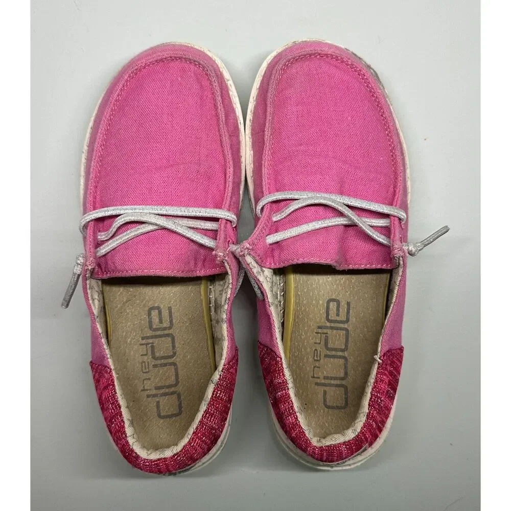 Hey Dude Wendy Youth Shoes, Funk Fuxia, Size‎ Y2/ L3, Pink